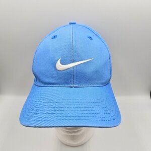 Vintage Nike Hat Cap Carolina Blue Adjustable Snapback White Swoosh Cotton 90s